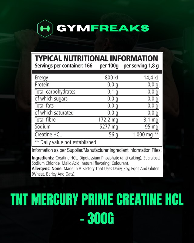 TNT Mercury Prime Creatine HCL – 300g (Cherry Berry) image 2